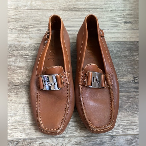 Cognac Dior Leather Women’s Loafers 36 1/2 - Picture 1 of 16